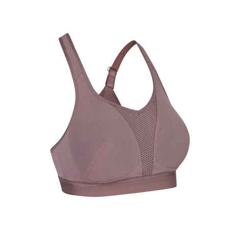 Women's High Support Bra with Crossed Straps - Taupe Pink