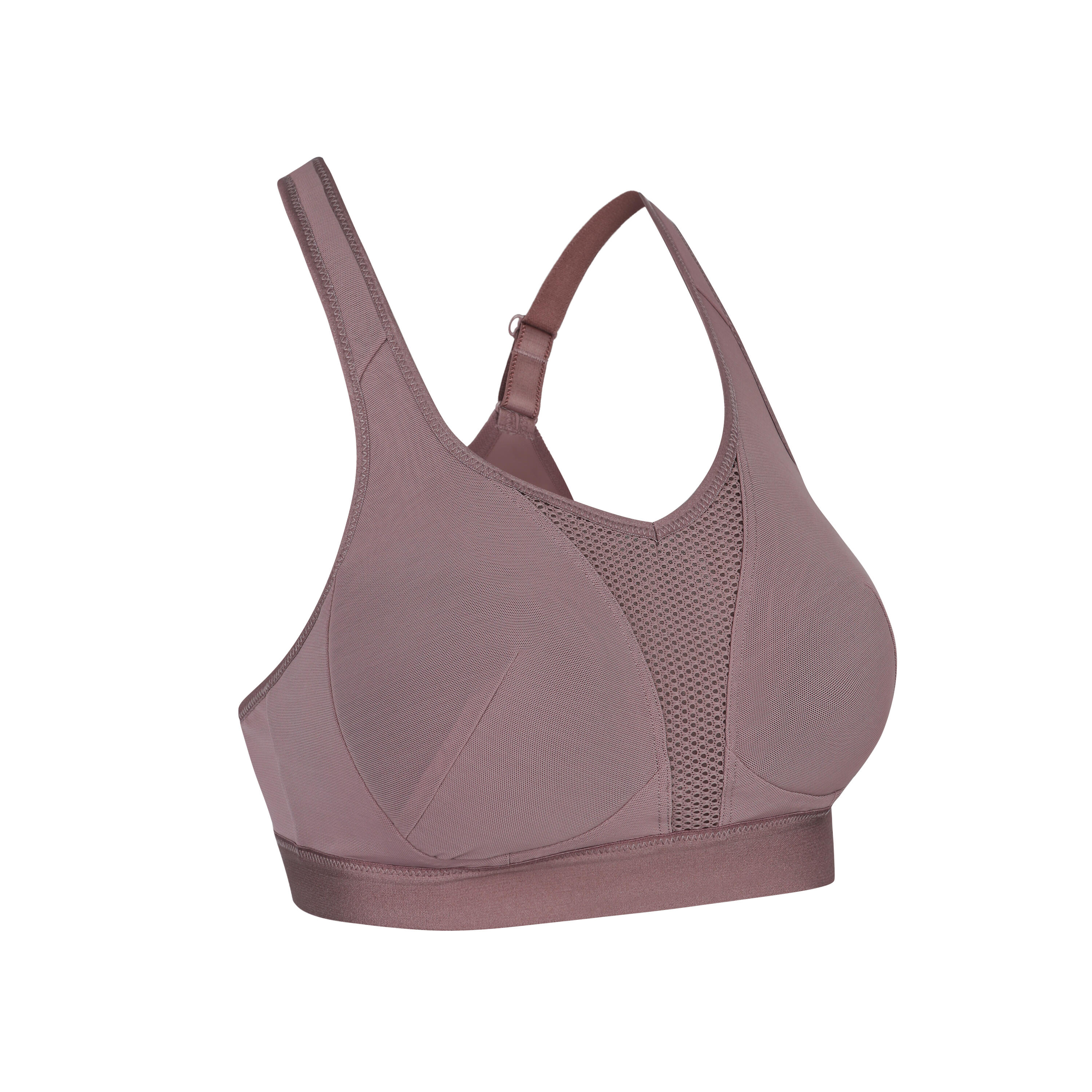 KALENJI Women's High Support Bra with Crossed Straps - Taupe Pink