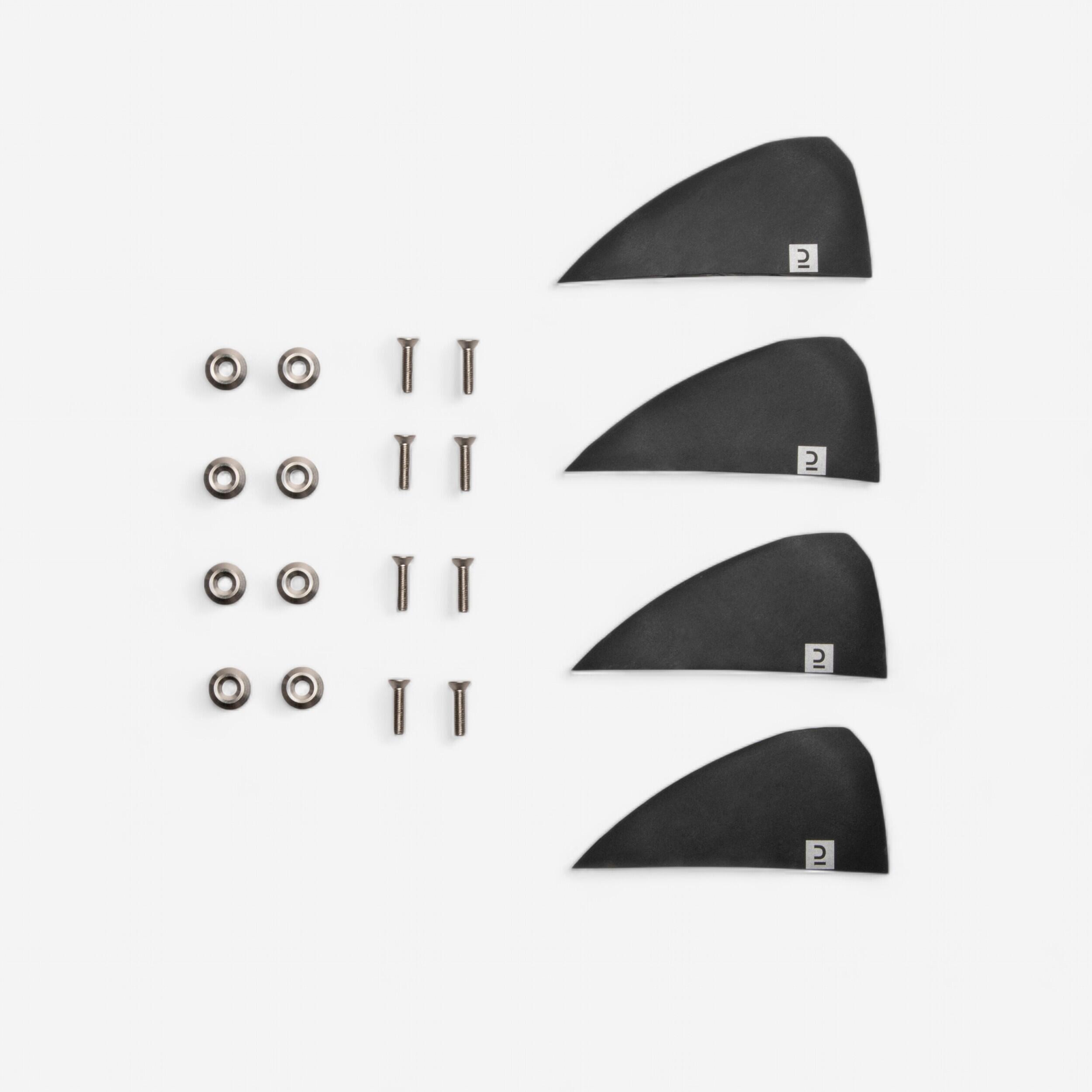Orao - Lot De 4 Ailerons Universels Pour Planche De Kitesurf Type Twin Tip - Aileron - Voile Habitable Cerfvolant Wing - Noir - Taille Unique -