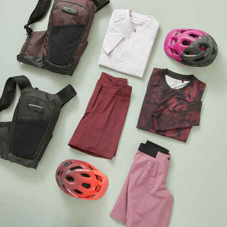 Moteriški kalnų dviratininko šortai „Expl 500“, tamsiai raudoni