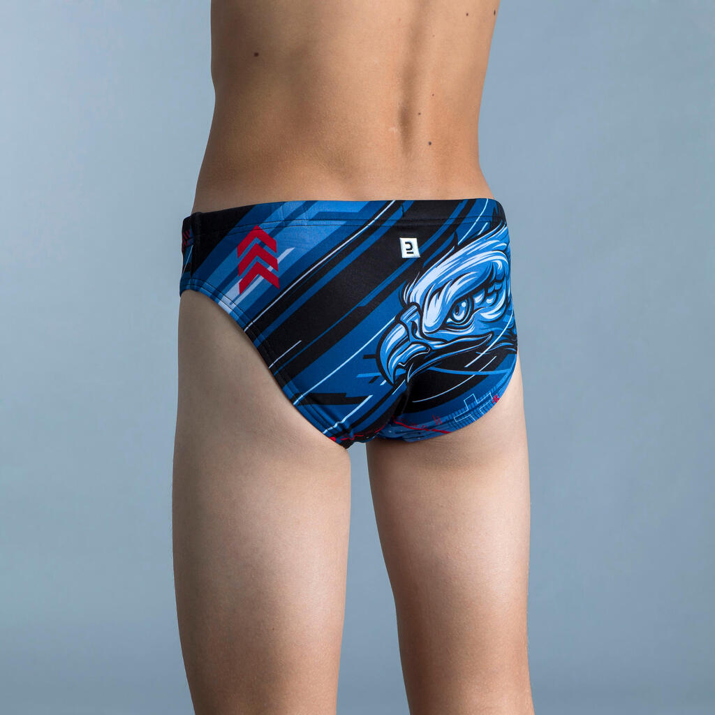 Badehose Slip Jungen Wasserball - Lion bordeauxrot 