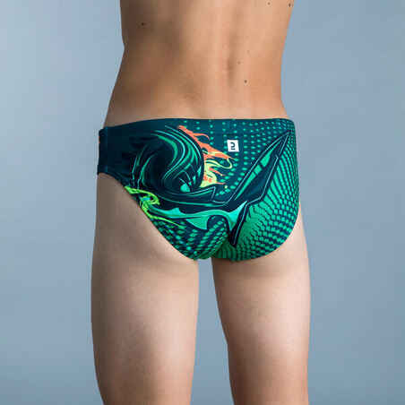 BOYS' WATER POLO SWIM BRIEFS - SHARK GREEN