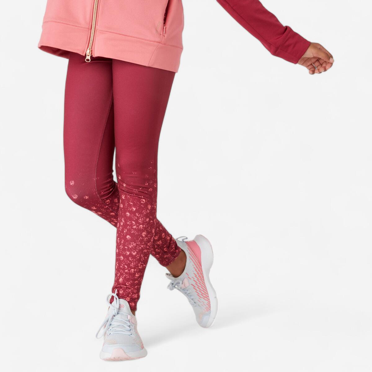 Legging chaud fille synthétique respirant - S500 rouge avec motifs