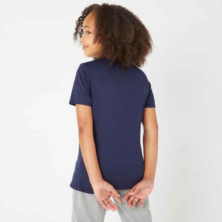 Kids' Basic Cotton T-Shirt - Navy Blue Print