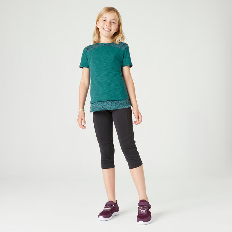 T-shirt bambina ginnastica 500 doppio strato verde
