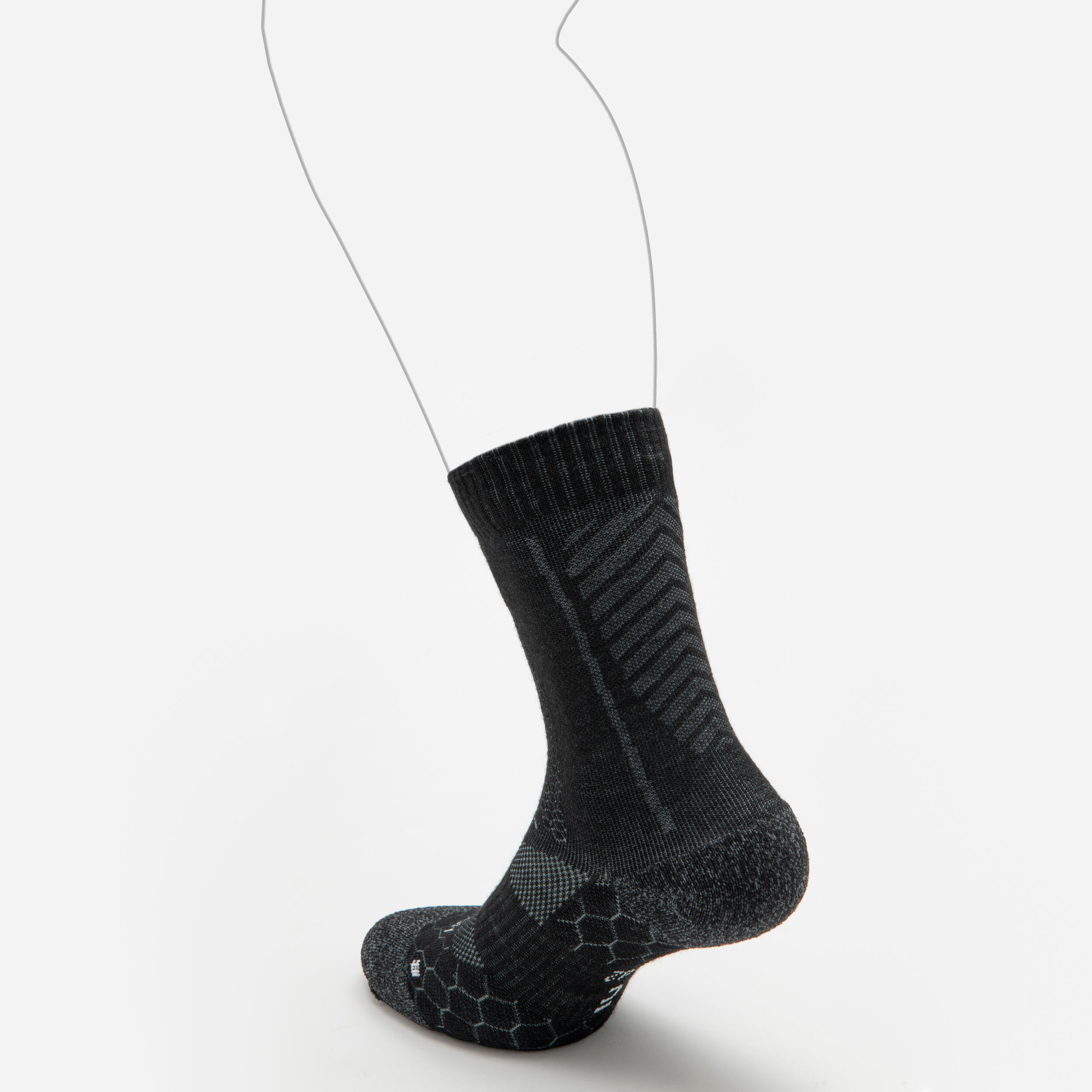 Merino Wool Mid-Calf Running Socks, Run 900 - KIPRUN