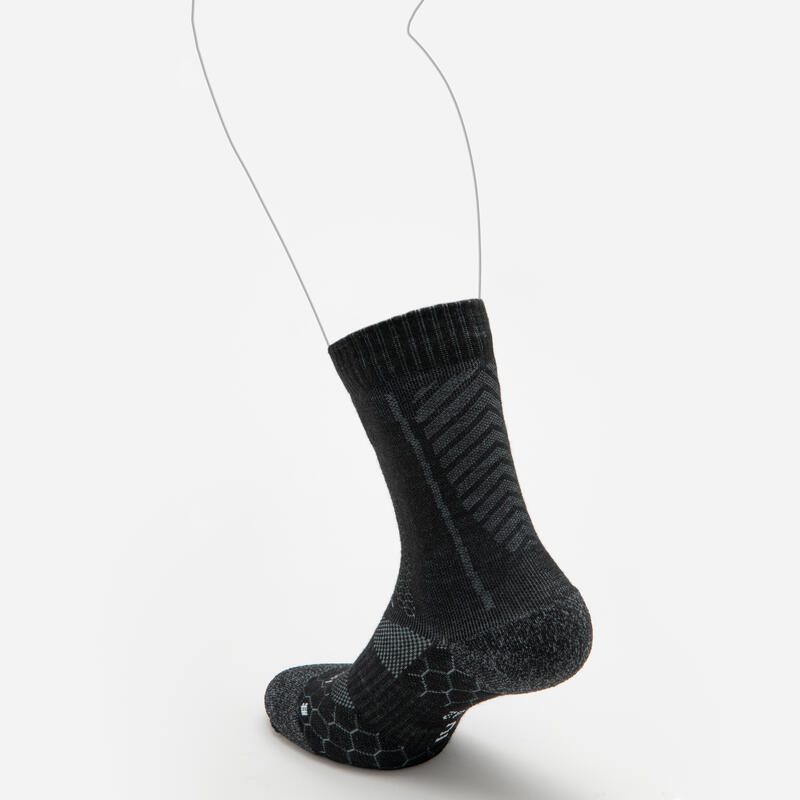 Vysoké běžecké ponožky z vlny merino Run900 černé 