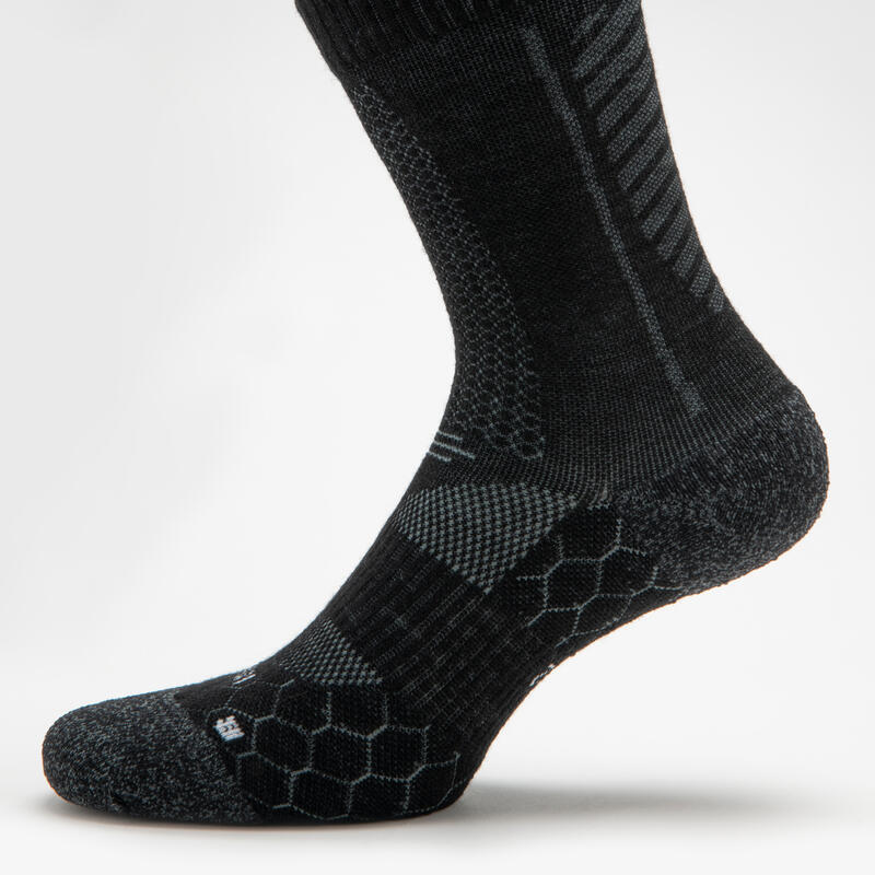Șosete MID Alergare RUN900 cu Lână merinos Negru