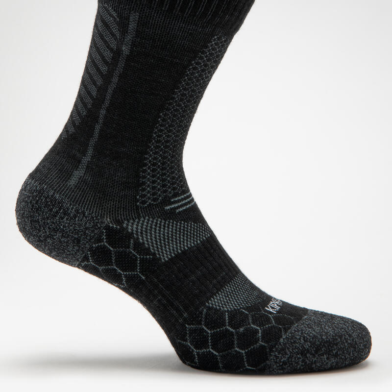 Vysoké běžecké ponožky z vlny merino Run900 černé 