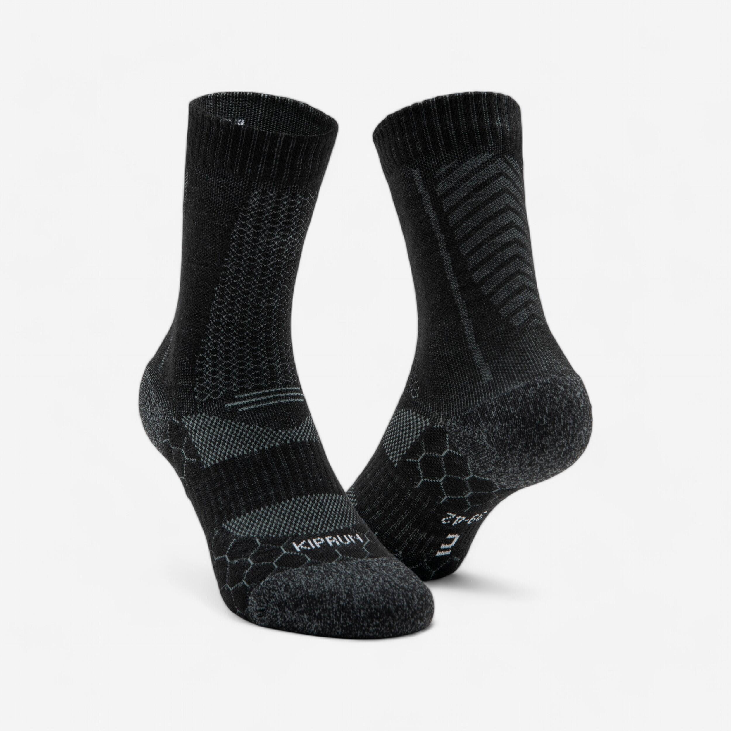 Merino Wool Mid-Calf Running Socks, Run 900 - KIPRUN