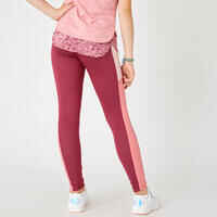 Girls' High-Waisted Pocket Leggings S500 - Pink