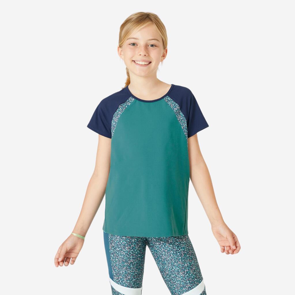 Girls' Breathable T-shirt S500 - Green Print