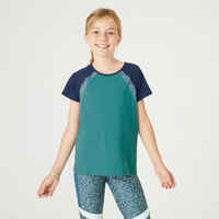 Girls' Breathable T-shirt S500 - Green Print