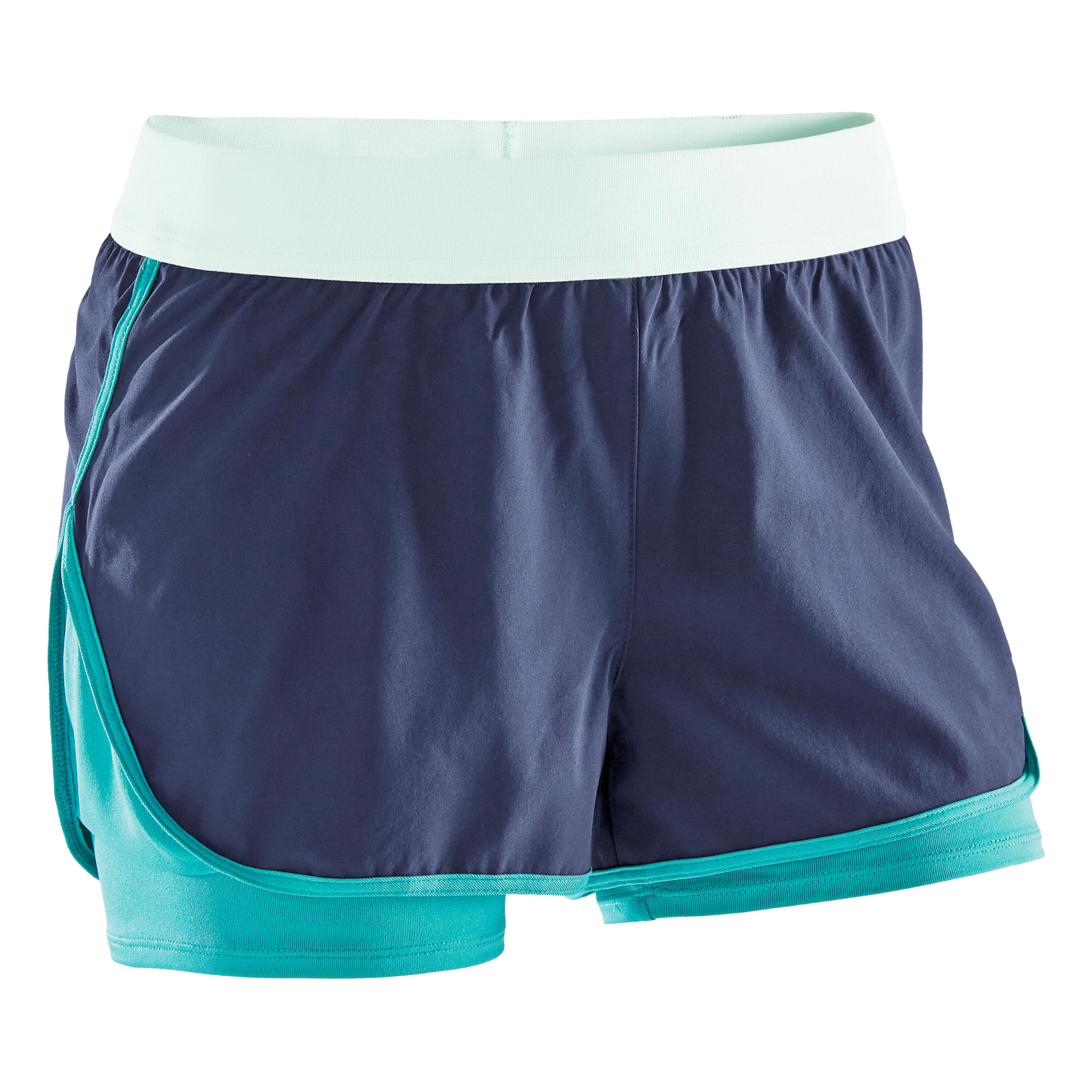 Pantalón Corto 2 En 1 Múltiples Deportes Niña Azul-Verde Transpirable 6/10