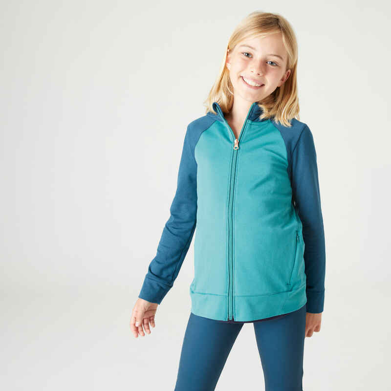 Sweatjacke warm S500 Synthetik atmungsaktiv Mädchen grün/dunkelgrün