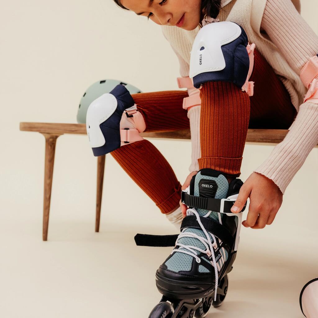 Roller fitness enfant FIT 5 JR BLEU BLANC