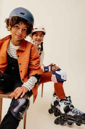 حذاء تزلج بعجلات مصفوفة Fit 5 Jr للأطفال - وردي/كاكي