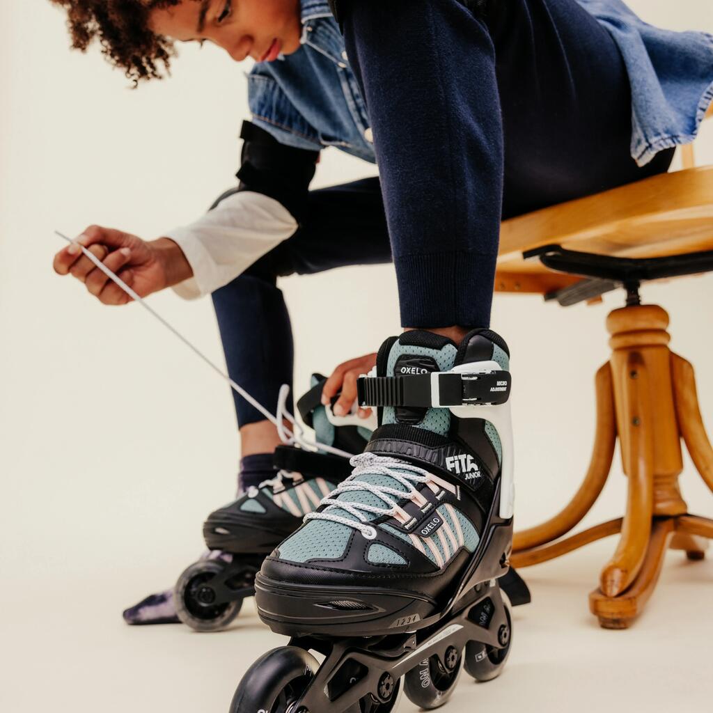 Roller fitness enfant FIT 5 JR BLEU BLANC