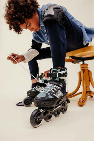 حذاء تزلج بعجلات مصفوفة Fit 5 Jr للأطفال - وردي/كاكي
