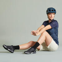 Plava ženska majica kratkih rukava za brdski biciklizam EXPLORE 500