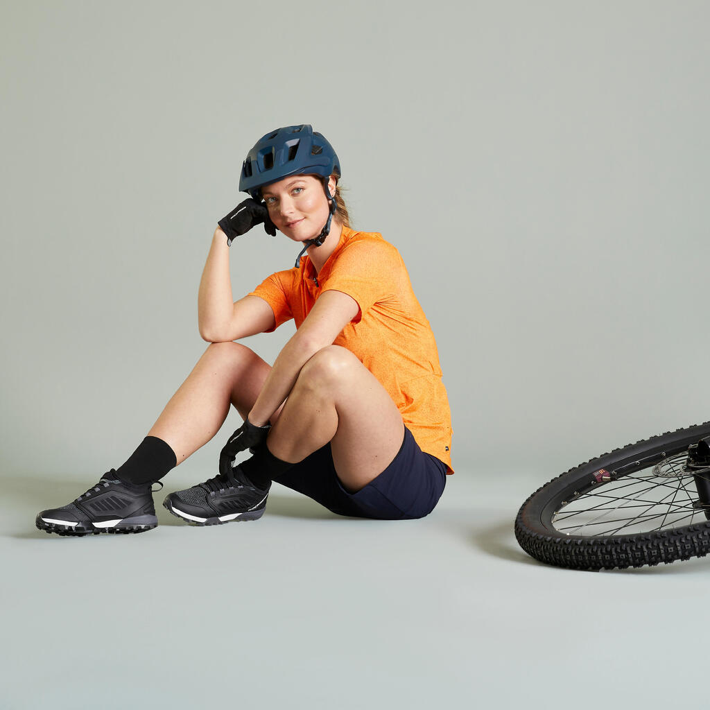 Women's Short-Sleeved Mountain Biking Jersey ST 500 - Orange