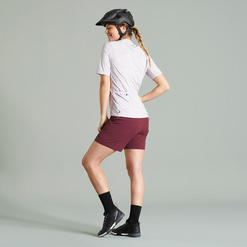 Pantalón Corto Ciclismo MTB Cargo Mujer Burdeos