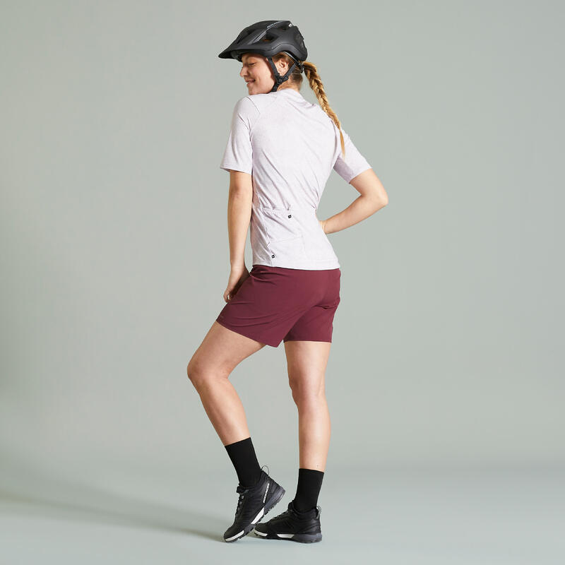 Women's Mountain Biking Shorts Expl 500 - Burgundy