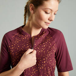 Women's Short-Sleeved Mountain Bike Jersey EXPL 500 - Burgundy