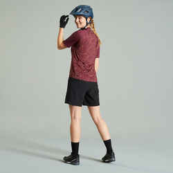 Women's Short-Sleeved Mountain Bike Jersey ST 500 - Burgundy