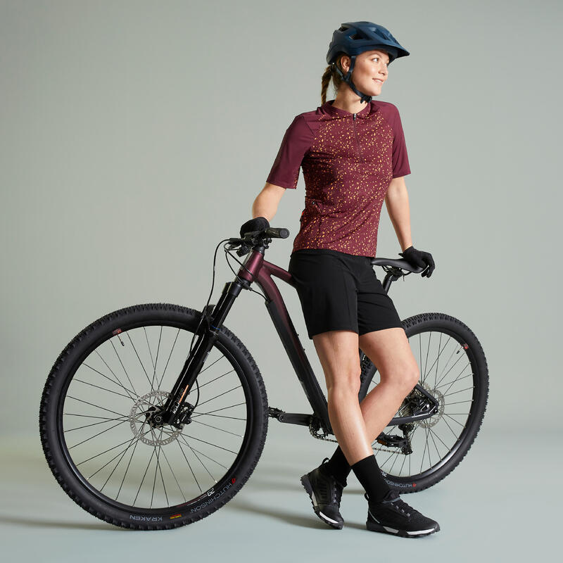 Maglia mtb donna EXPL 500 bordeaux