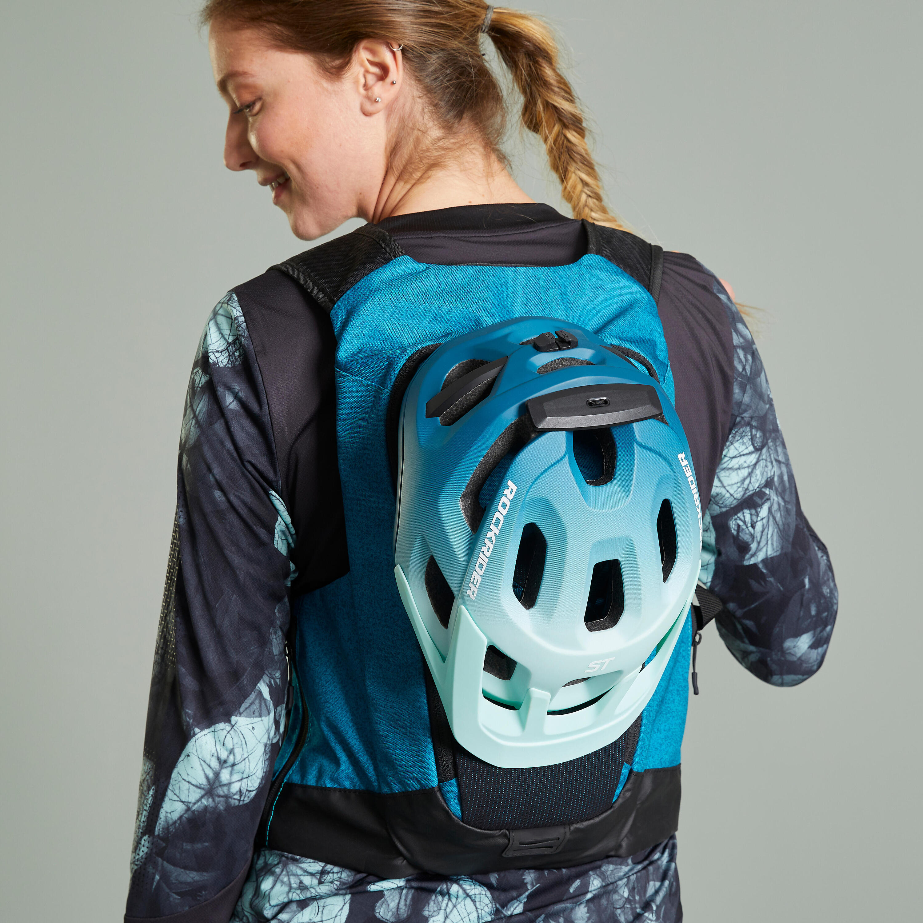 Mountain Bike Hydration Backpack Explore 7L/2L Water - Turquoise Blue 18/18