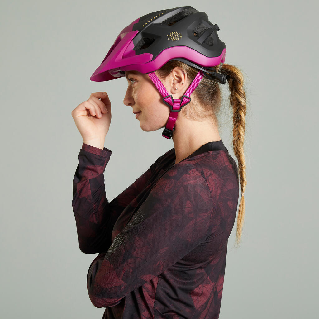 Women's Long-Sleeved Mountain Bike Jersey EXPL 500 - Black/Burgundy