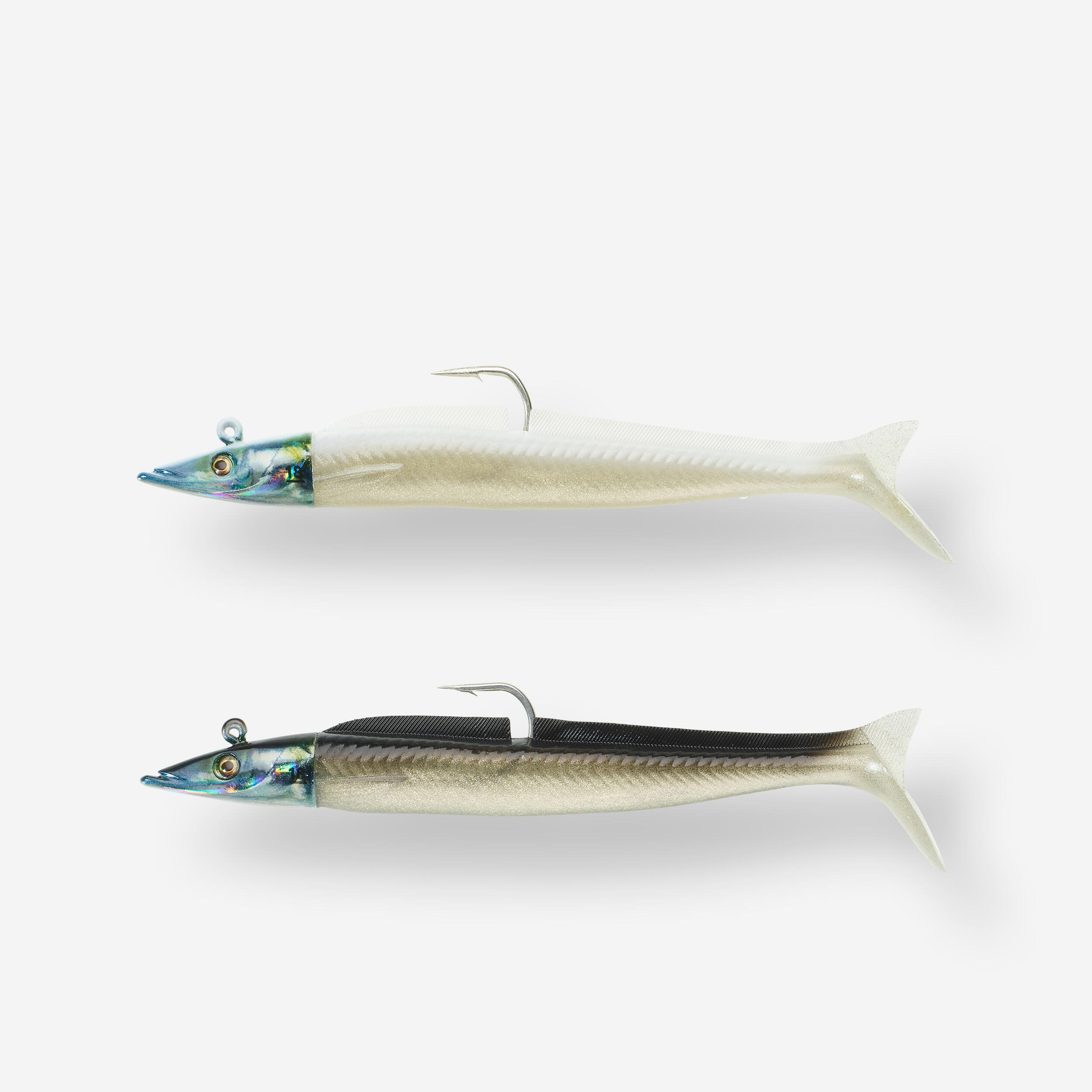 COMBO esche artificiali morbide shad sandeel EELO 150 18g BLACK BACK / WHITE BACK