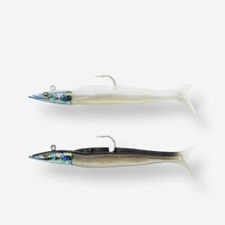 COMBO leurres souples shad lançon EELO 110 12gr DOS NOIR/DOS BLANC