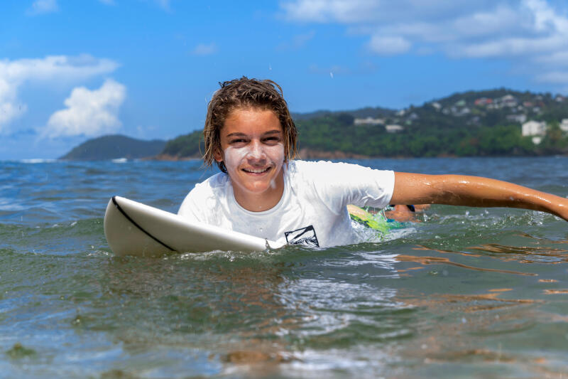 Koszulka UV surfingowa dla dzieci Olaian Water T-shirt Surf Skate krótki rękaw