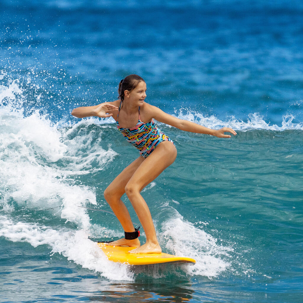 Maillot 1 pièce surf Fille - Hiloe violet