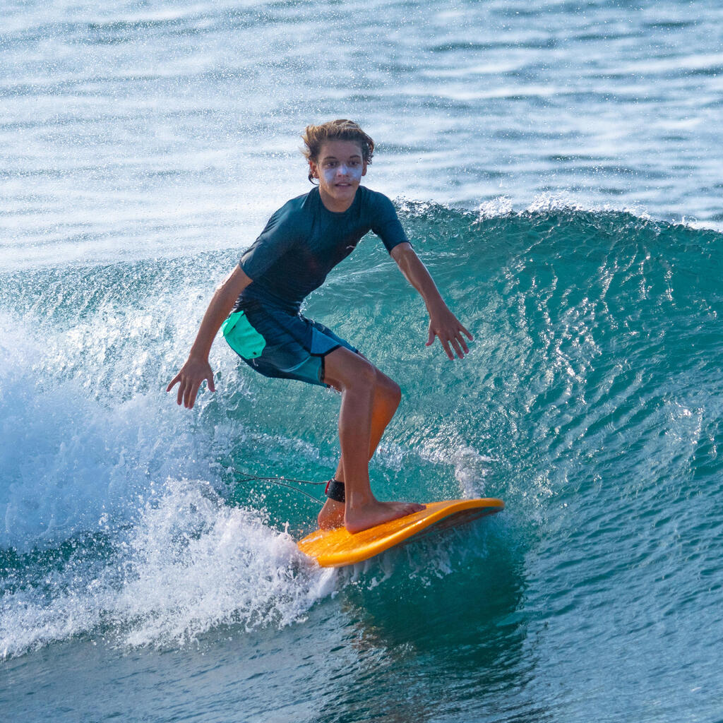 Boys’ short-sleeved sun top - navy blue and petrol