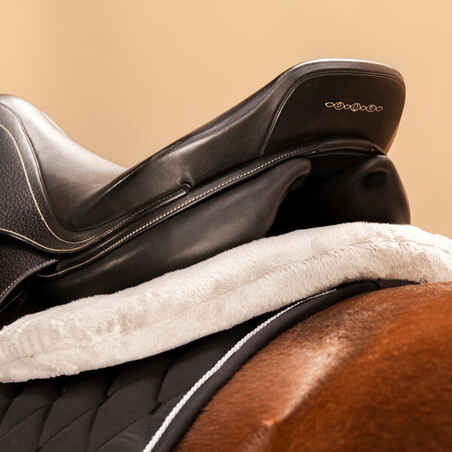 Horse & Pony Synthetic Sheepskin Saddle Pad 500 - Chestnut Brown