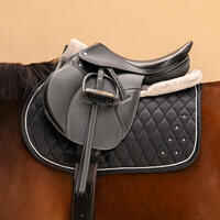 Horse & Pony Synthetic Sheepskin Saddle Pad 500 - Chestnut Brown