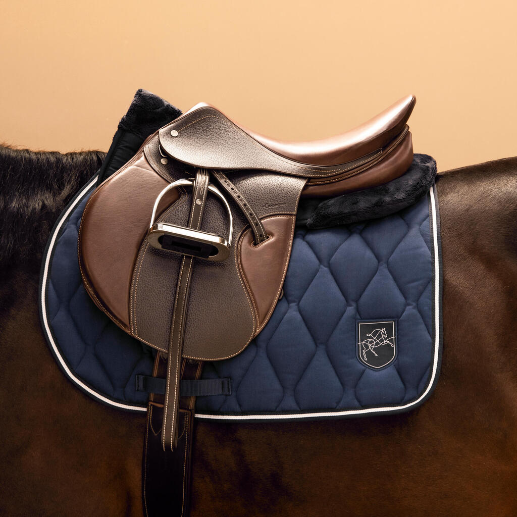 Horse & Pony Synthetic Sheepskin Saddle Pad 100 - Navy