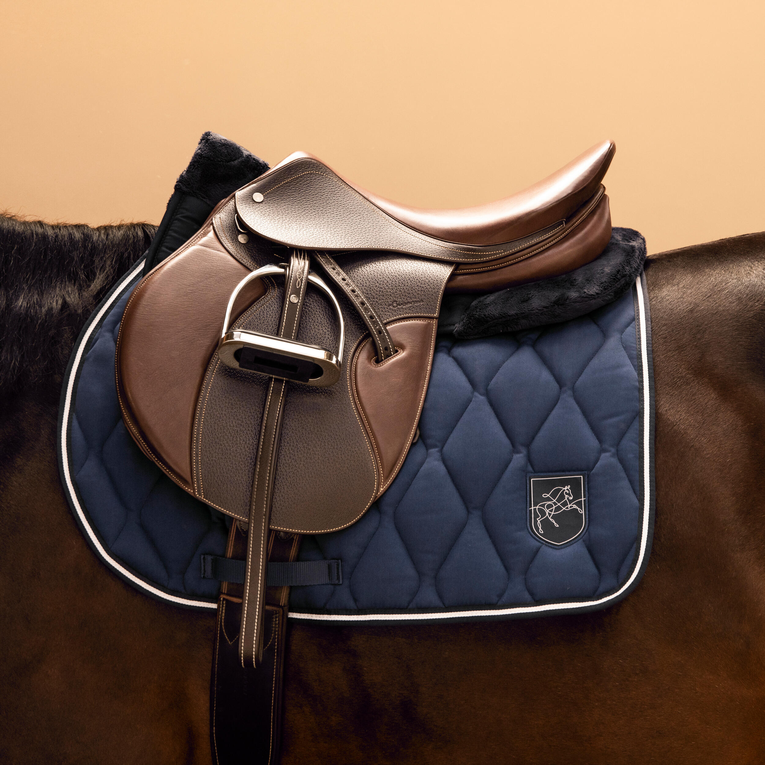 AMORTISSEUR CHEVAL ET PONEY MOUTON SYNTHETIQUE MARINE 100 3/6