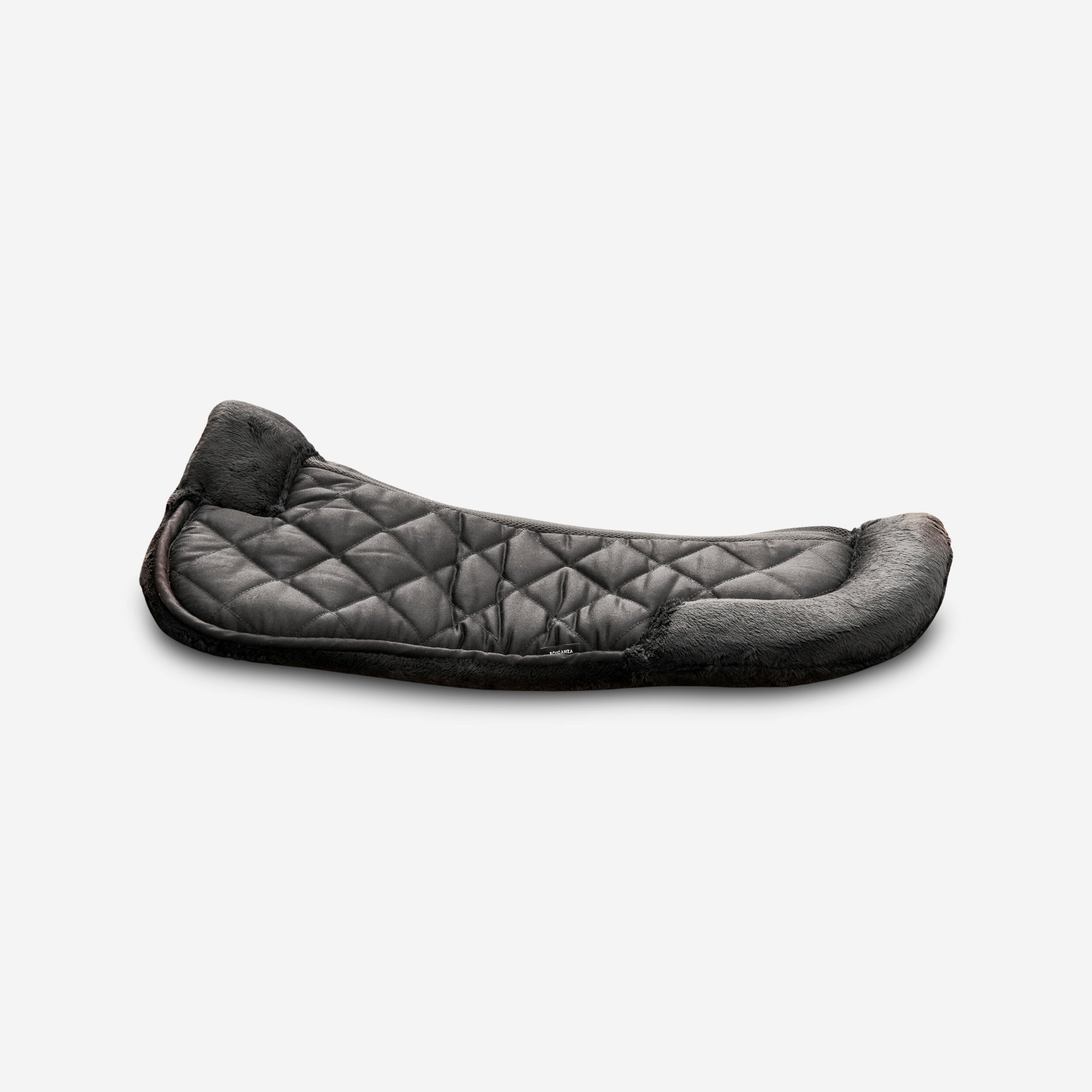 Horse Riding Synthetic Sheepskin Saddle Pad for Horse and Pony 500 - Black - FOUGANZA