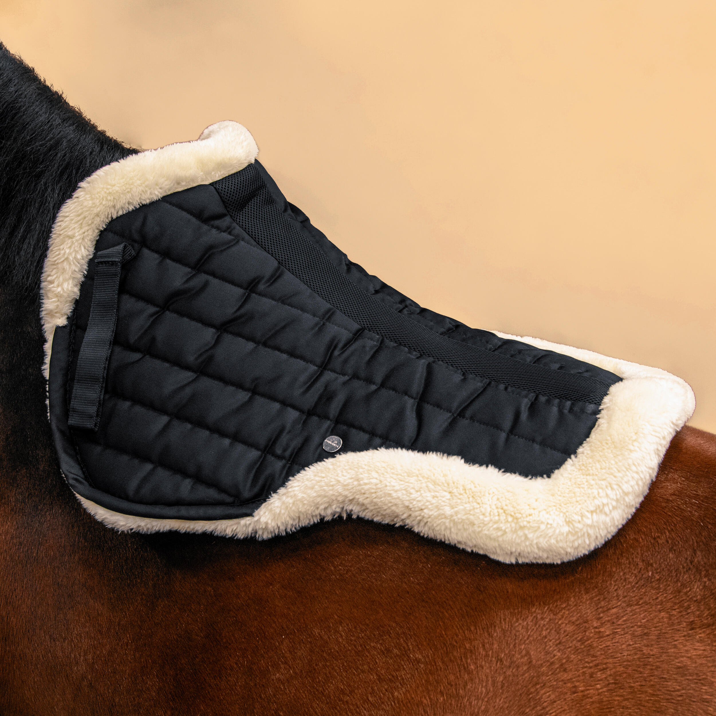 Amortisseur d'équitation pour cheval en mouton synthétique - 900 noir - FOUGANZA