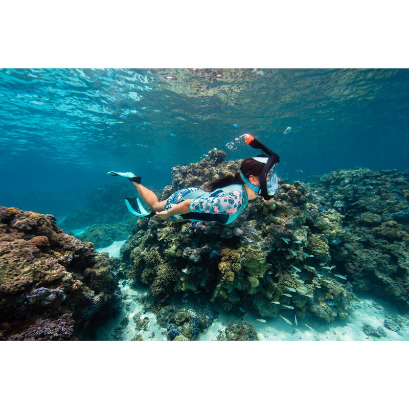 Tricou neopren snorkeling anti UV 1,5mm Turcoaz Flori Damă