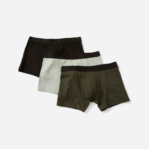 
      Men's Fitness Boxer Shorts 500 Tri-Pack - Black/Grey/Dark Green
  