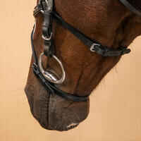 Horse Riding Crossed-Noseband Leather Bridle For Horse and Pony 580 - Black