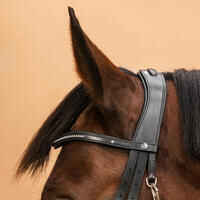 Horse Riding Crossed-Noseband Leather Bridle For Horse and Pony 580 - Black