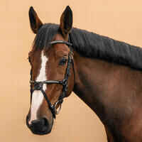 Horse Riding Crossed-Noseband Leather Bridle For Horse and Pony 580 - Black