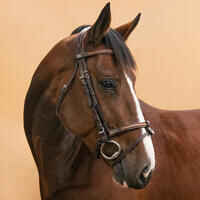 Horse Riding Leather Bridle With French Noseband for Horse & Pony 580 - Brown