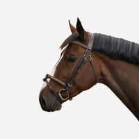 Horse & Pony Leather Bridle With French Noseband 580 - Brown Topstitched